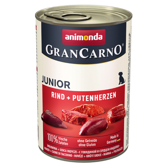 Ekonomipack: Animonda GranCarno Original 24 x 400 g - Junior: Nötkött & kalkonhjärta