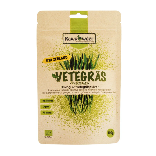 Rawpowder Vetegräs New Zealand, 100g pulver ekologisk