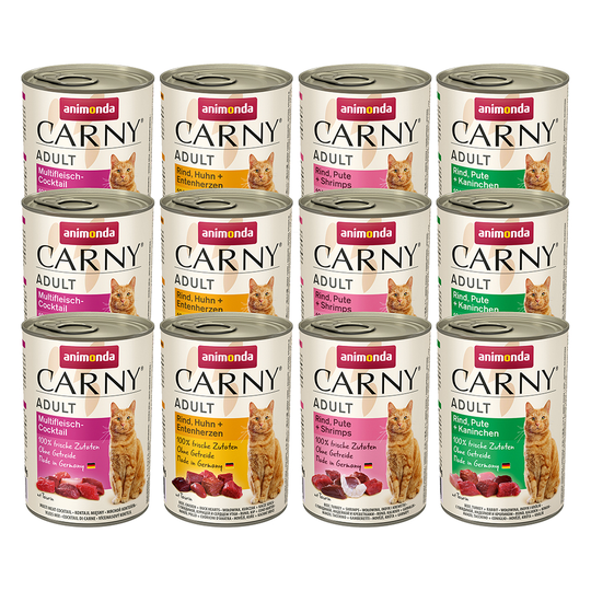 Blandpack: Animonda Carny Adult 12 x 400 g - Blandpack I (4 sorter)