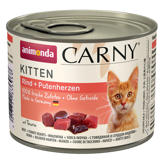Animonda Carny Kitten 12 x 200 g Nötkött & kalkonhjärta