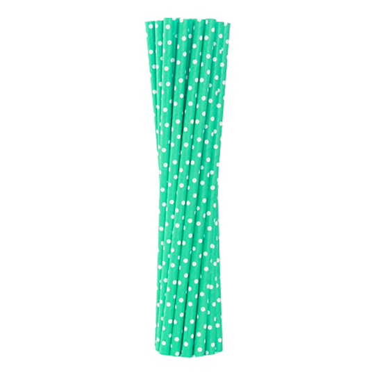 Gröna Papperssugrör Prickiga - 12-pack