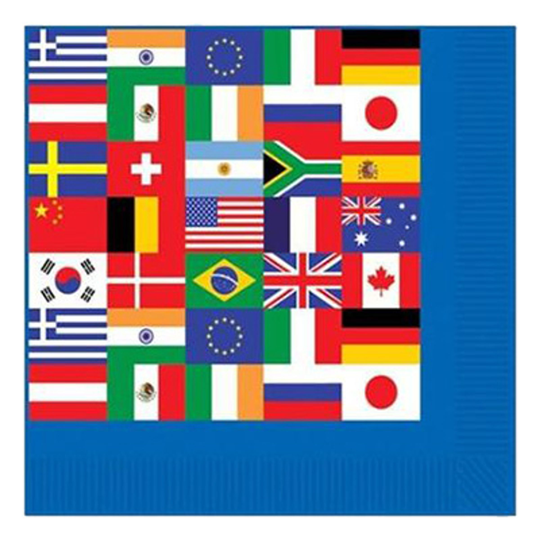 Kaffeservetter Internationella Flaggor - 12-pack