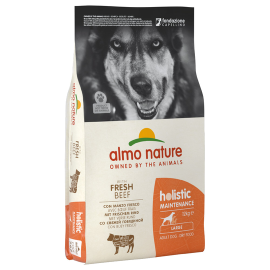 Ekonomipack: 2 / 3 påsar Almo Holistic Nature hundfoder - Adult Large Nötkött & ris (2 x 12 kg)