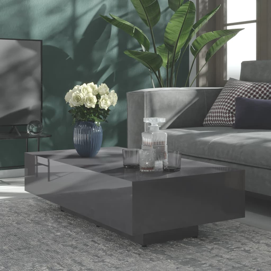 vidaXL Soffbord grå högglans 115x60x31 cm spånskiva