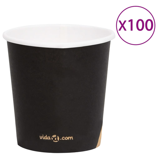 vidaXL Pappersmuggar 120 ml 100 st svart