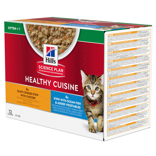 9 + 3 på köpet! 12 x 80 g Hill's Science Plan Healthy Cuisine - Kitten with Chicken & Ocean Fish