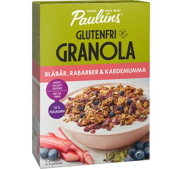 Paulúns Granola Blåbär, Rabarber, Kardemumma & Kanel