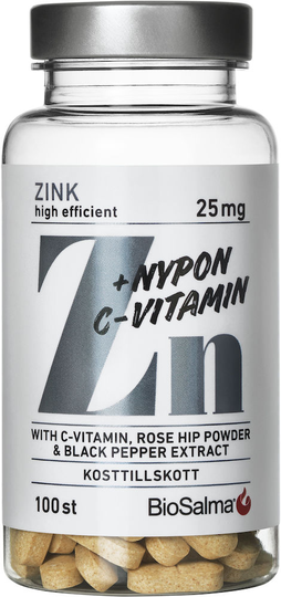 BioSalma Zink 25 mg + C-vitamin & Nypon 100 st