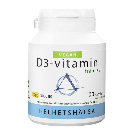 Helhetshälsa D3 Vitamin 3000IE från lav, 100 kapslar
