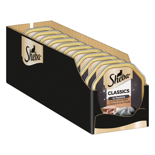 Ekonomipack: 44 x 85 g Sheba portionsform - Classics Paté Anka & kyckling