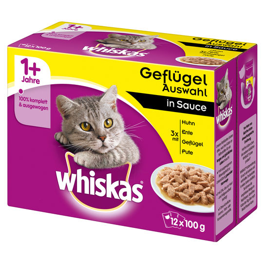 Ekonomipack: Whiskas 1+ portionspåse 24 x 85 g / 100 g - 1+ Fågelurval i sås