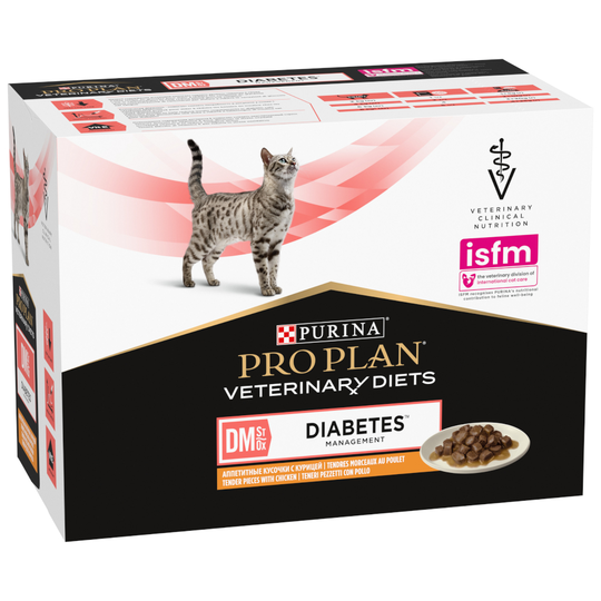 Purina Pro Plan Veterinary Diets Feline DM ST/OX - Diabetes Management Chicken - 10 x 85 g