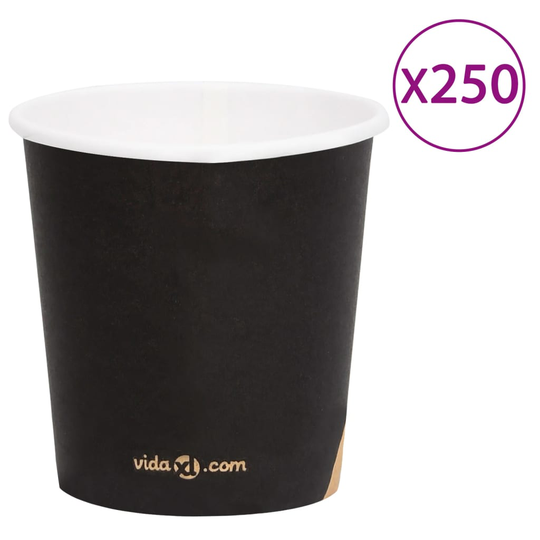 vidaXL Pappersmuggar 120 ml 250 st svart