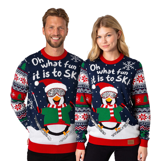 Pingvin på Skidor Jultröja - X-Small