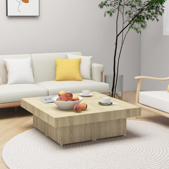 vidaXL Soffbord sonoma-ek 90x90x28 cm spånskiva