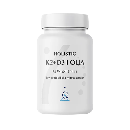 Holistic K2+D3-vitamin i kokosolja, 60 kapslar