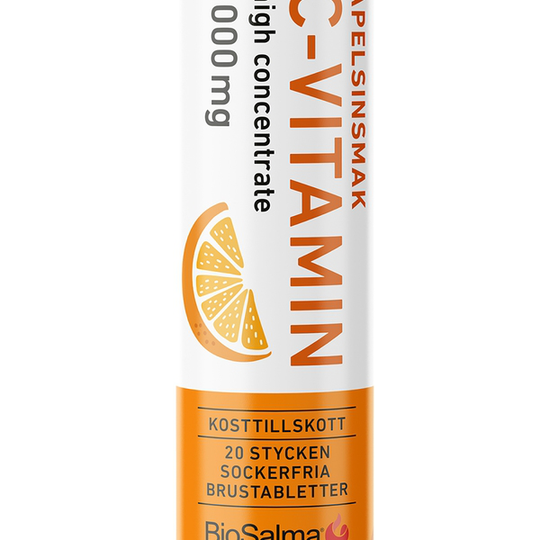 BioSalma C-vitamin 1000 mg Apelsin 20 brustabletter