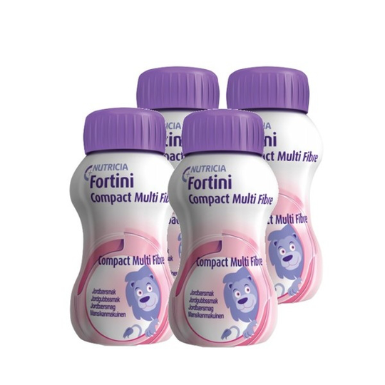 Nutricia Fortini Compact MultiFibre, komplett barnkosttillägg, jordgubb 4 x 125 ml