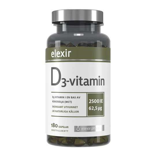 Elexir Pharma D3-vitamin, 180 kapslar