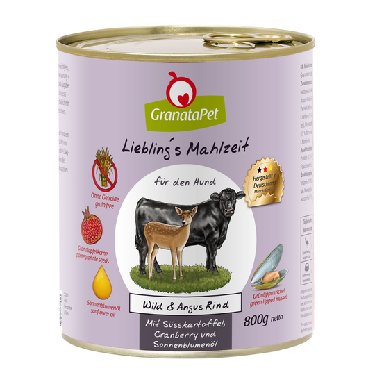 GranataPet Liebling's Mahlzeit 6 x 800 g Vilt & Angus nötkött