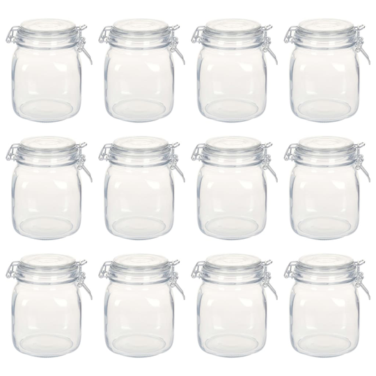 vidaXL Glasburk med lock 12 st 1 L