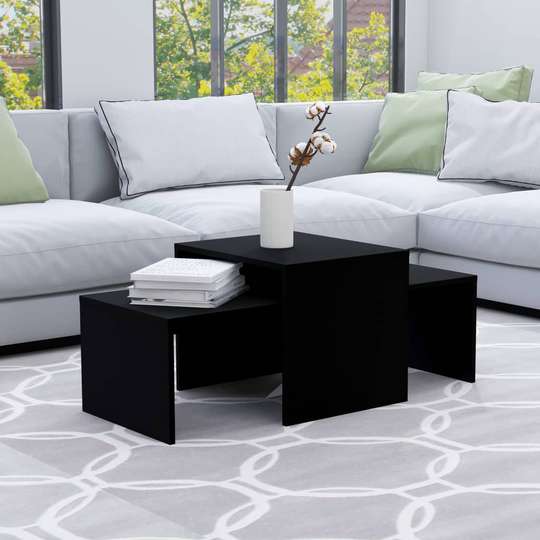 vidaXL Soffbord set svart 100x48x40 cm spånskiva