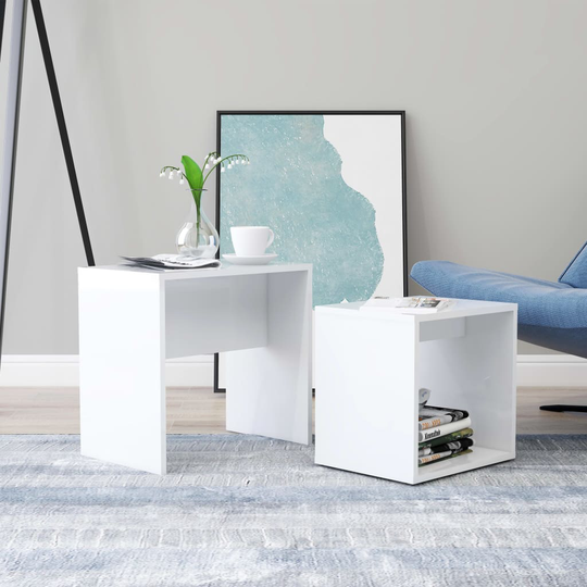 vidaXL Soffbord set vit högglans 48x30x45 cm spånskiva