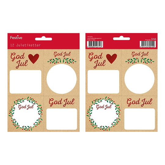 Juletiketter Gammaldags - 12-pack