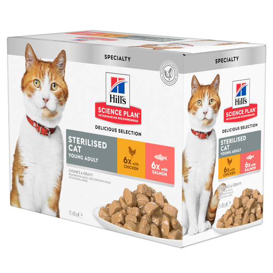 Hill's Science Plan Young Adult Sterilised 12 x 85 g Chicken & Salmon