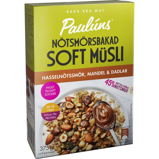 Paulúns Soft Müsli Hasselnöt, Mandel 375 g