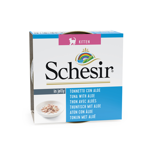 Ekonomipack: Schesir i gelé 24 x 85 g Kitten: Tonfisk & Aloe