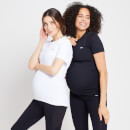MP Women's Power Maternity Short Sleeve Top Multipack - Svart/vit - XXS