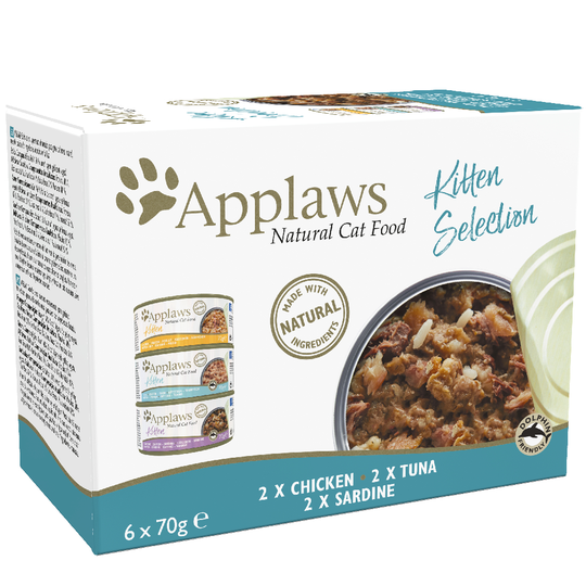 Blandpack: Applaws Kitten kattmat - 6 x 70 g Sardiner, kyckling, tonfisk