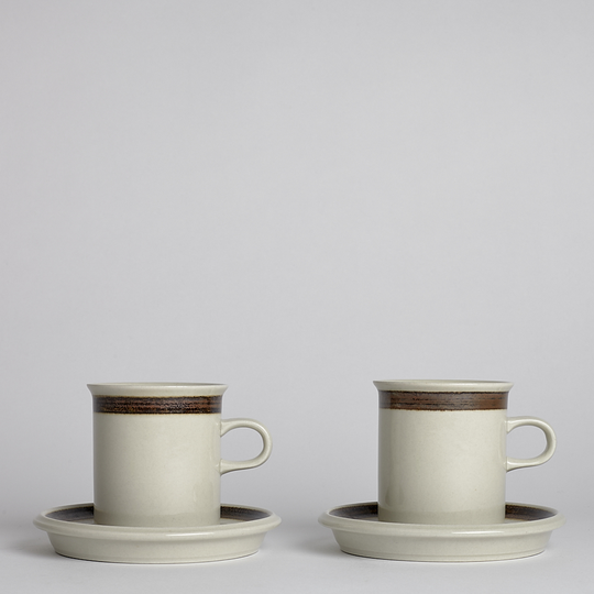 Arabia - SÅLD Brun Rand Kaffekoppar 2-Pack