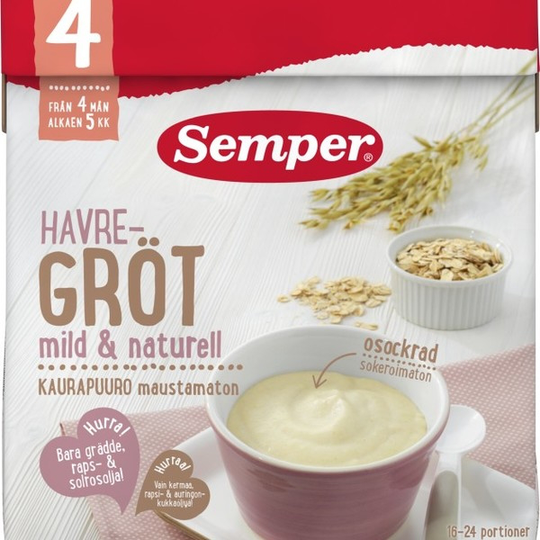 Semper Havregröt Mild & Naturell 4 mån 16-24 portioner