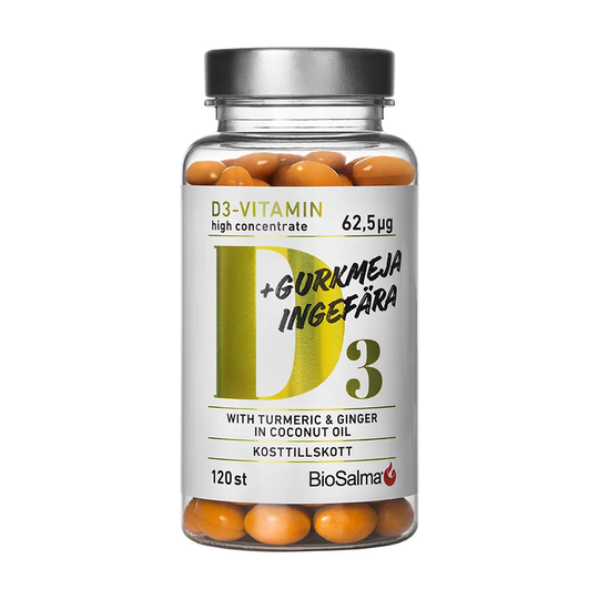BioSalma D3 62,5μg + Gurkmeja Ingefära, 120 kapslar