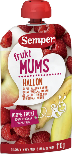 Semper Klämpåse Fruktmums 6mån+ Hallon 110g