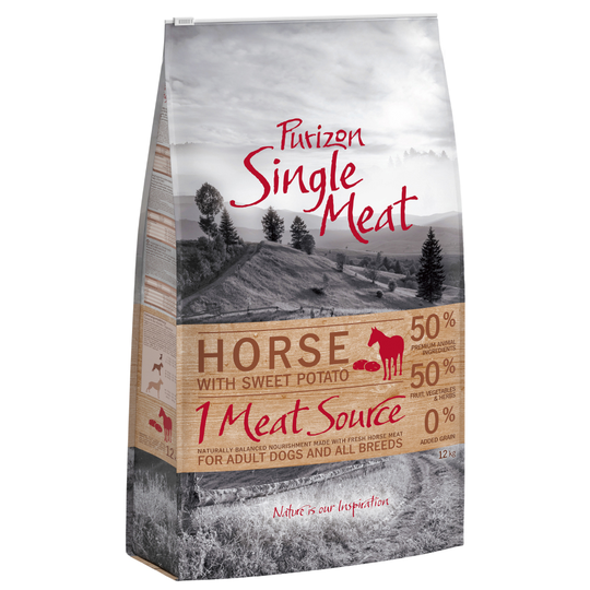 Ekonomipack: Purizon Single Meat hundfoder 2 x 12 kg Horse & Sweet Potato