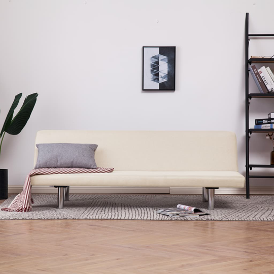 vidaXL Bäddsoffa gräddvit polyester