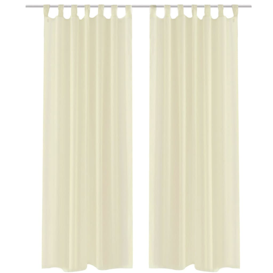 vidaXL Genomskinlig gardin 140 x 245 cm 2-pack Creme