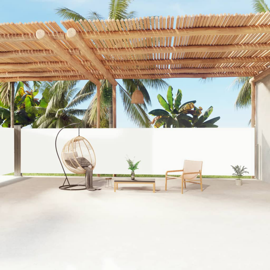 vidaXL Infällbar sidomarkis gräddvit 160x1200 cm