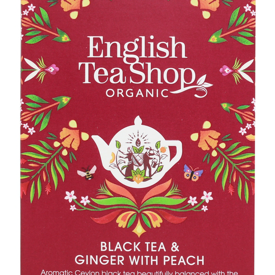 English Tea Shop Svart te Ingefära & Persika 40 g