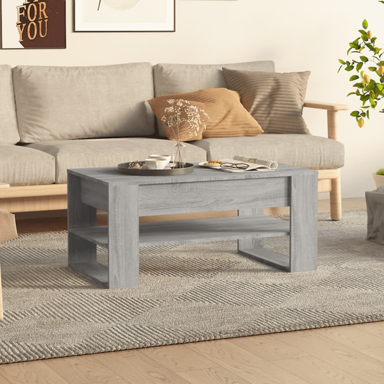 vidaXL Soffbord grå sonoma-ek 102x55x45 cm konstruerat trä