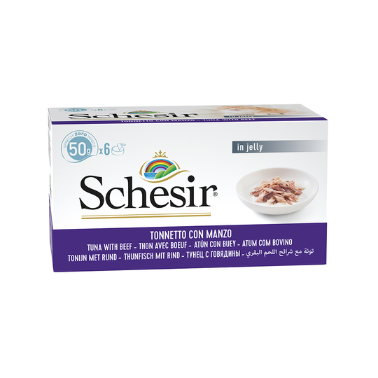 Ekonomipack: Schesir Small i gelé 24 x 50 g - Tonfisk & nötkött