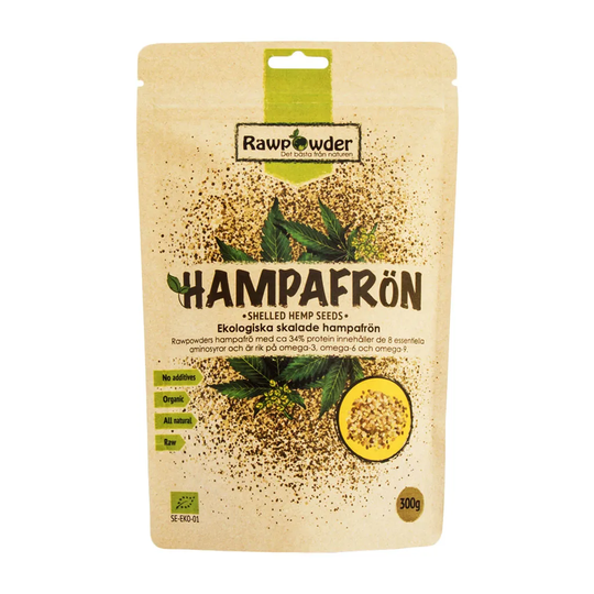 Rawpowder Hampafrö skalade, 300g ekologisk