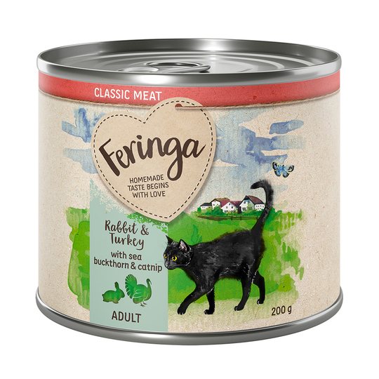 Feringa Classic Meat Menu 6 x 200 g - Kanin & kalkon med havtorn & kattmynta