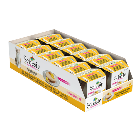 Schesir Petit Delice in Mousse 12 x 40 g - Kyckling, tonfisk & mango