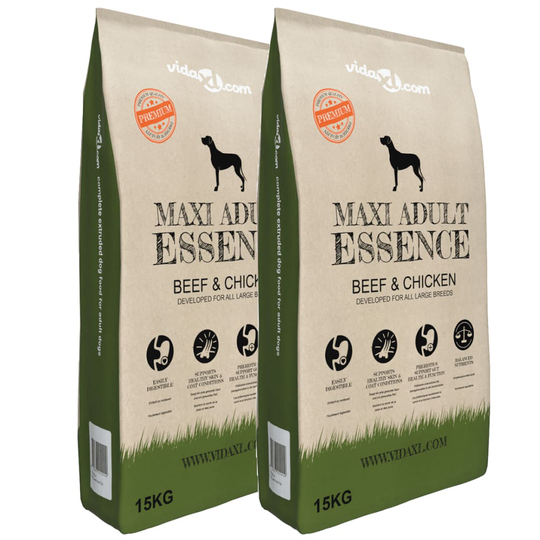 vidaXL Premium Hundmat torr Maxi Adult Essence BeefΧcken 2 st 30 kg