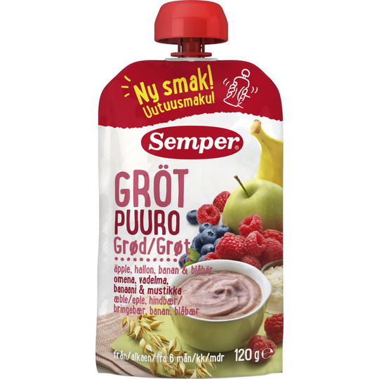 Semper RTE Gröt Med Hallon 6 m 120 g