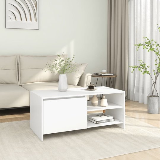 vidaXL Soffbord vit 102x50x45 cm konstruerat trä